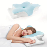 Almohada Cervical Ergonómica Memory Foam 2 en 1 – Diseño Mariposa
